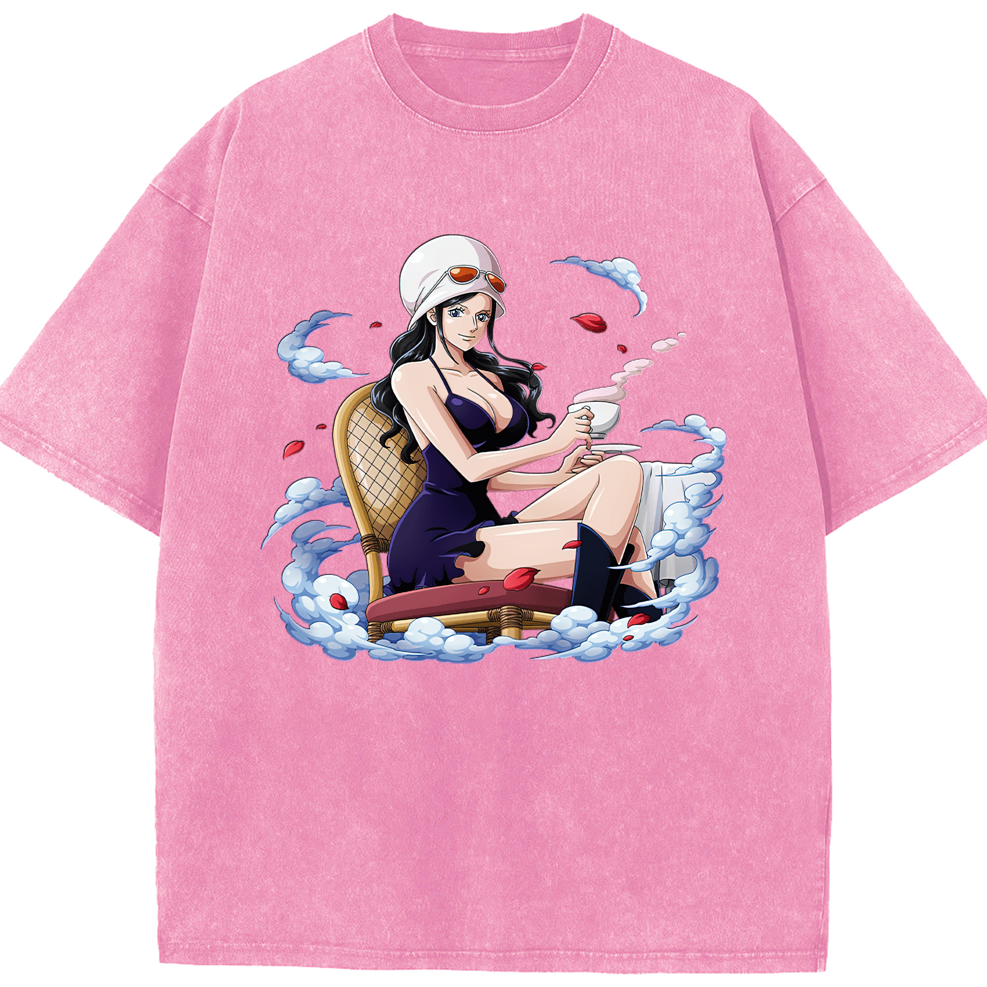 ワンピース ニコ・ロビン ONE PIECE Nico Robin 綿100% ヴィンテージ風 半袖Tシャツ（フロントプリント）